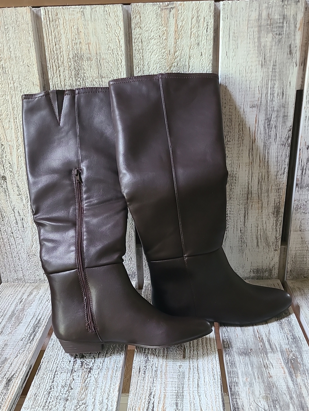 Sugar Dark Brown Mid-Calf Heeled Boots